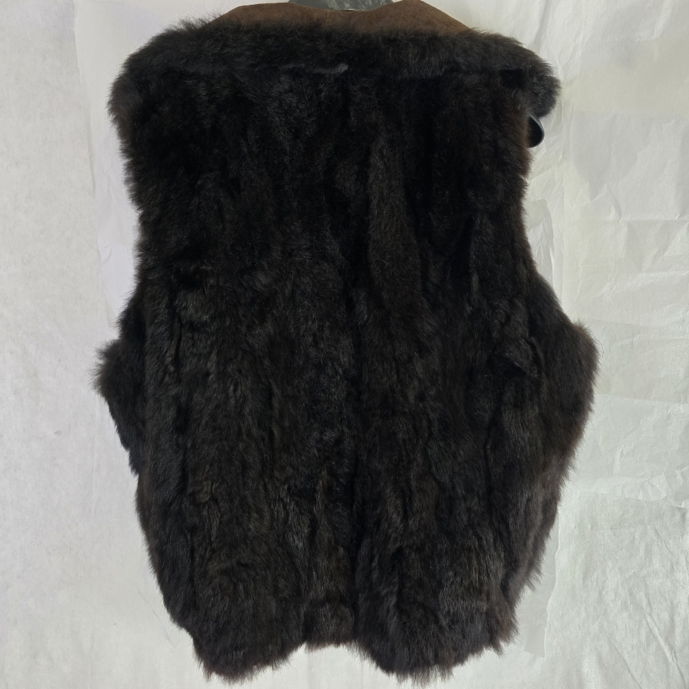 Andrew Marc Brown Sz L Bomber Jacket Leather Faux Fur Insert Vest zip out - Picture 9 of 16